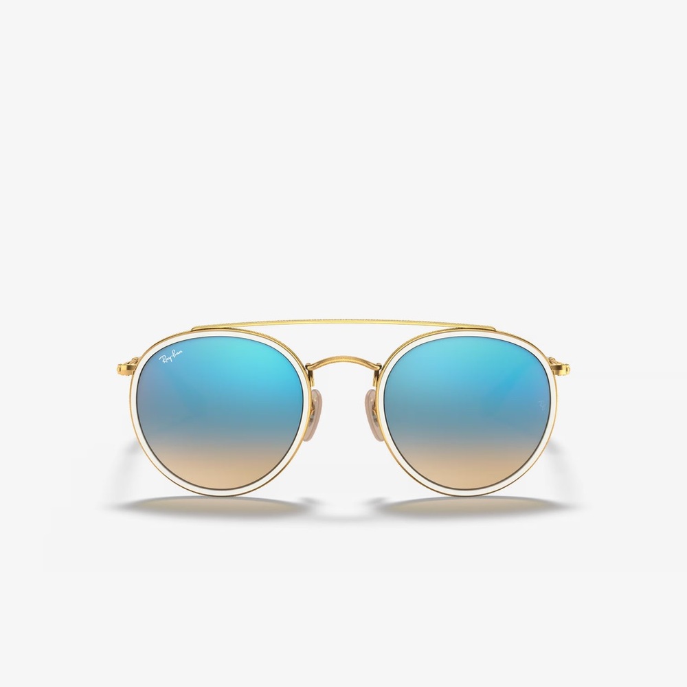 RAY-BAN Round Double Bridge sunglasses - gold, blue and white
